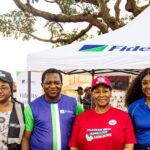L-R: Hajiya Hauwa Abbas, CEO/Founder, ABBASID Charity Foundation; Mr. Shunom Leo, Branch Manager, Fidelity Bank Plc, University of Jos Branch; Mrs. Nanbam Danjuma-Lot, Project Coordinator of the Plateau State Sustainable Development Goals (SDGs); and Mrs. Victoria Abuka, Team Lead, Corporate Social Responsibility, Fidelity Bank Plc; at the Fidelity Food Bank Initiative outreach in Mangu Local Government Area, Plateau State, recently.
